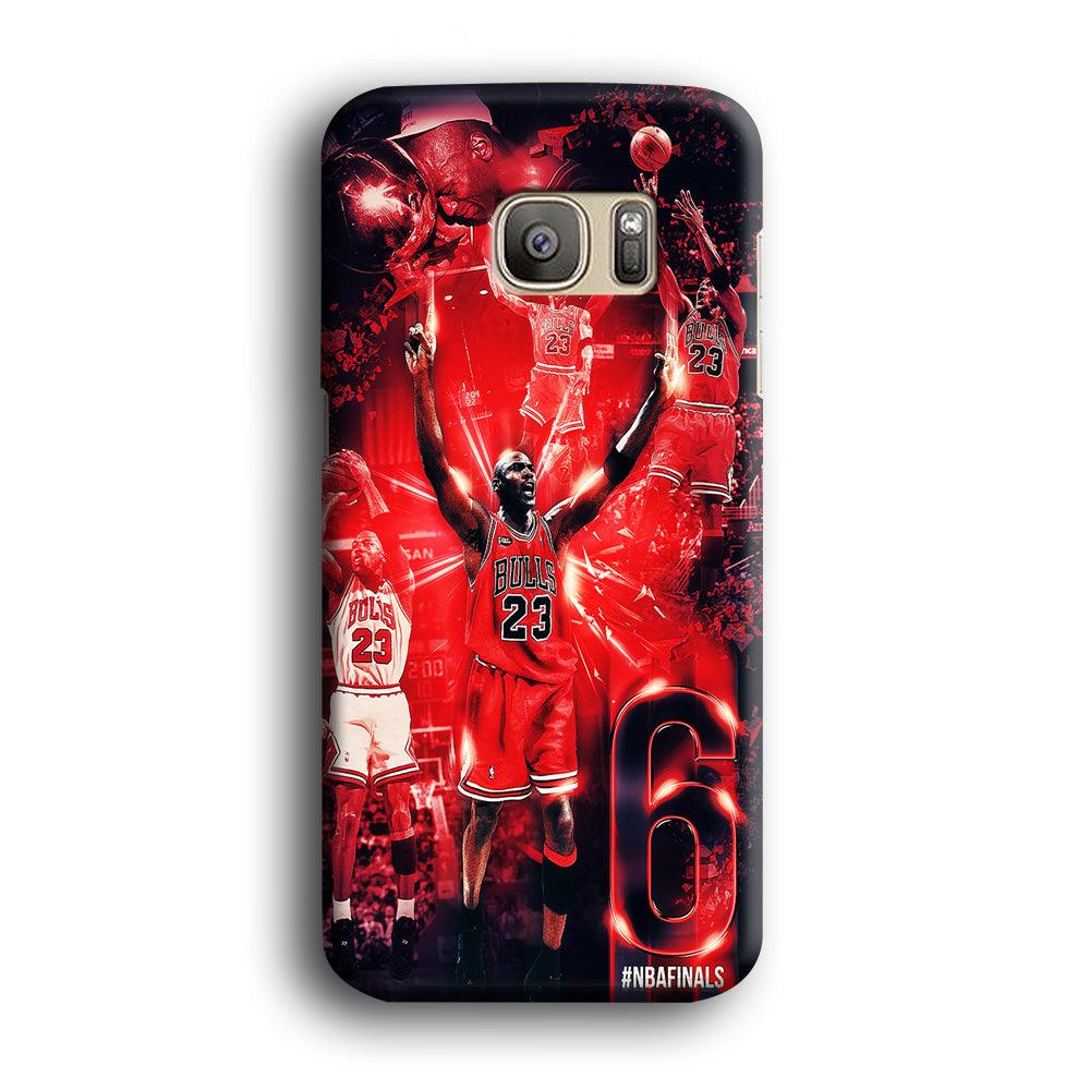 Michael Jordan 6th Championship Samsung Galaxy S7 Edge Case-Plastic / Full Wrap (3D Case)-Xtracase