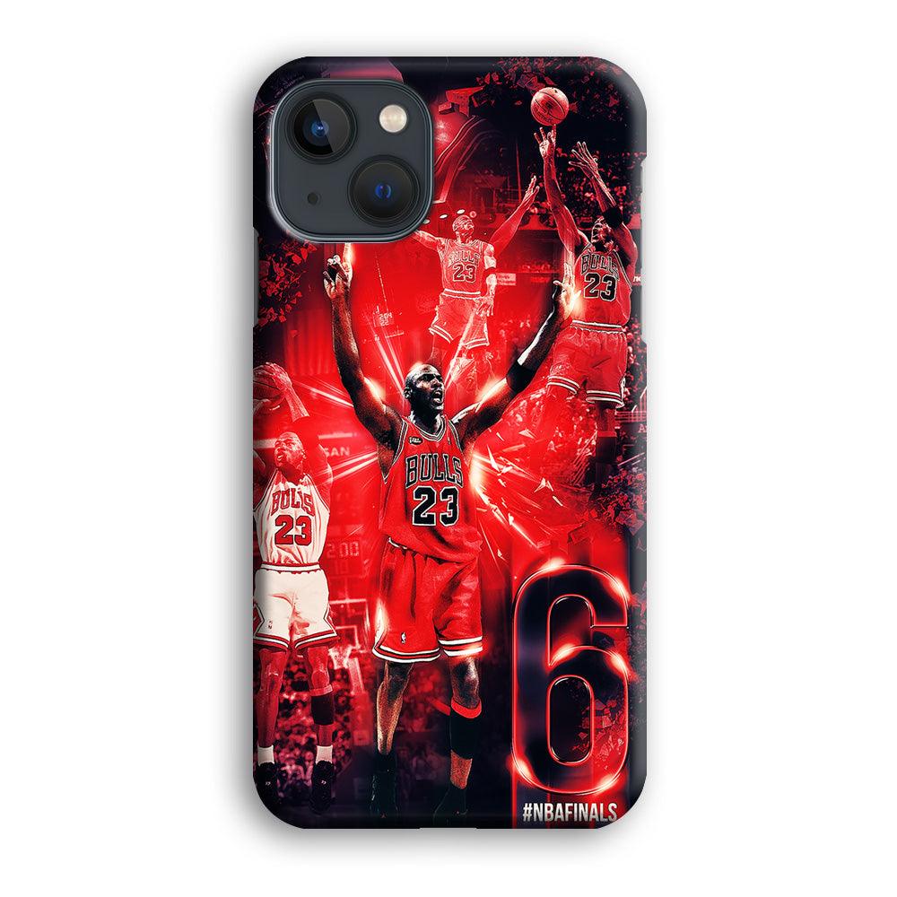 Michael Jordan 6th Championship iPhone 13 Mini Case-Plastic / Full Wrap (3D Case)-Xtracase