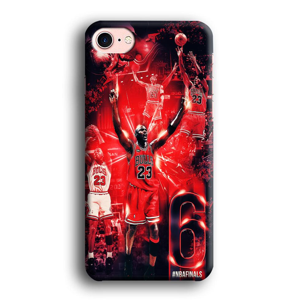Michael Jordan 6th Championship iPhone 8 Case-Plastic / Full Wrap (3D Case)-Xtracase