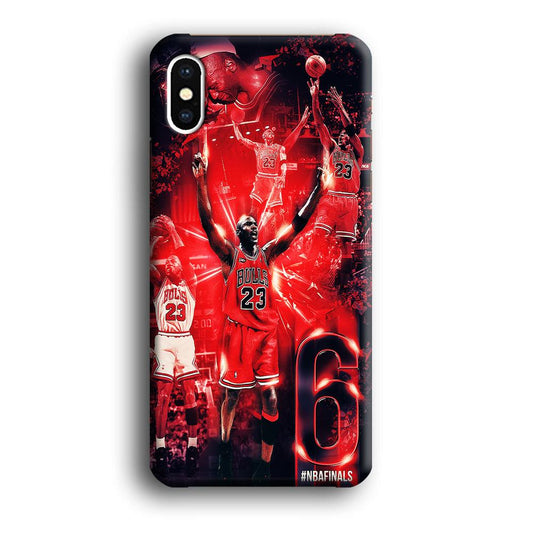 Michael Jordan 6th Championship iPhone Xs Case-Plastic / Full Wrap (3D Case)-Xtracase