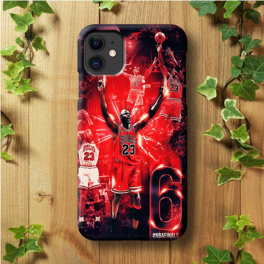 Michael Jordan 6th Championship iPhone 11 Case-Plastic / Full Wrap (3D Case)-Xtracase