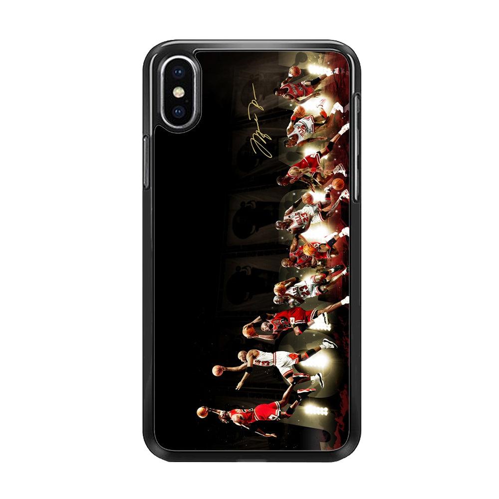 Michael Jordan Slam Dunk iPhone Xs Case-Rubber / Black (2D Case)-Xtracase
