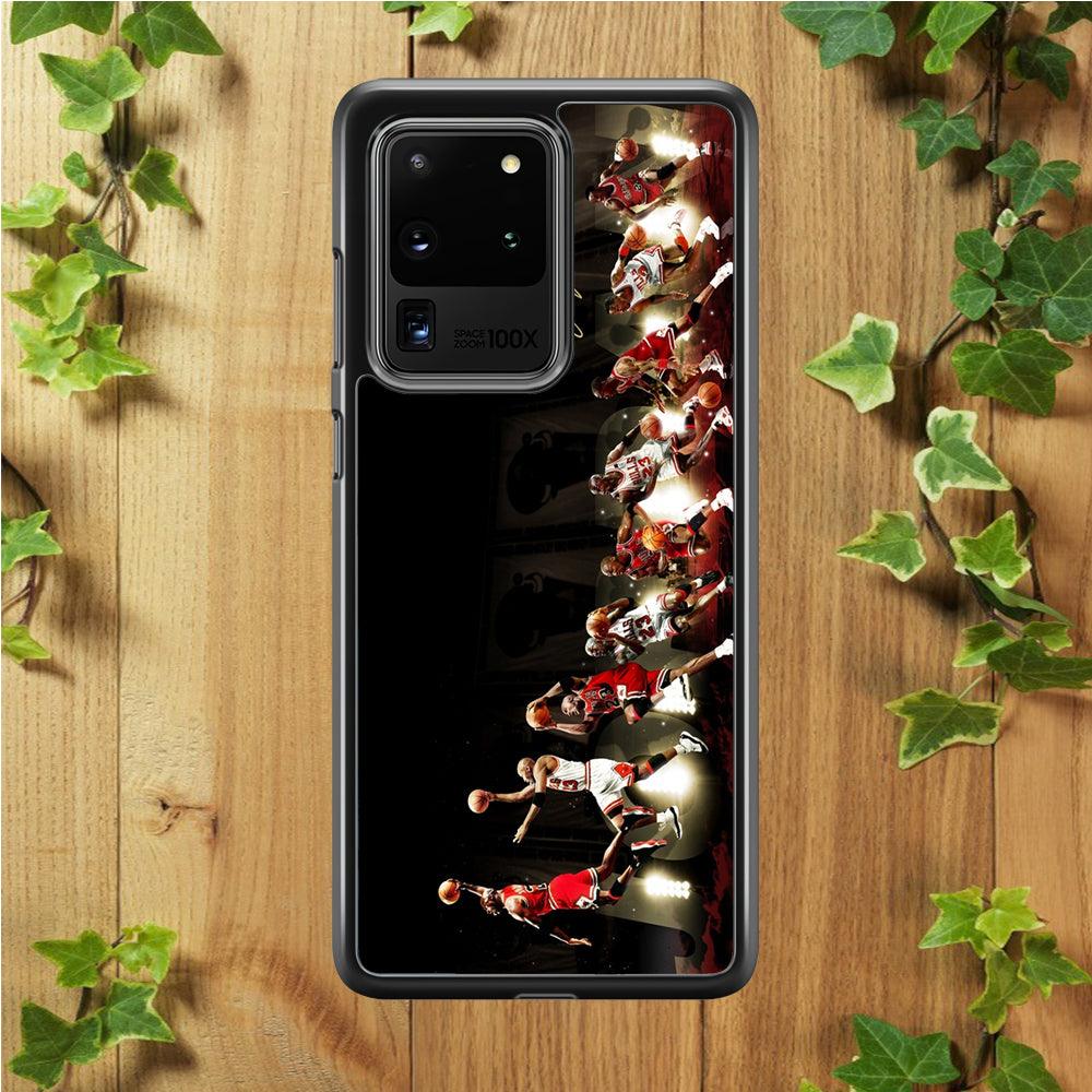 Michael Jordan Slam Dunk Samsung Galaxy S20 Ultra Case-Rubber / White (2D Case)-Xtracase