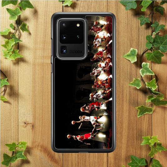 Michael Jordan Slam Dunk Samsung Galaxy S20 Ultra Case-Rubber / White (2D Case)-Xtracase