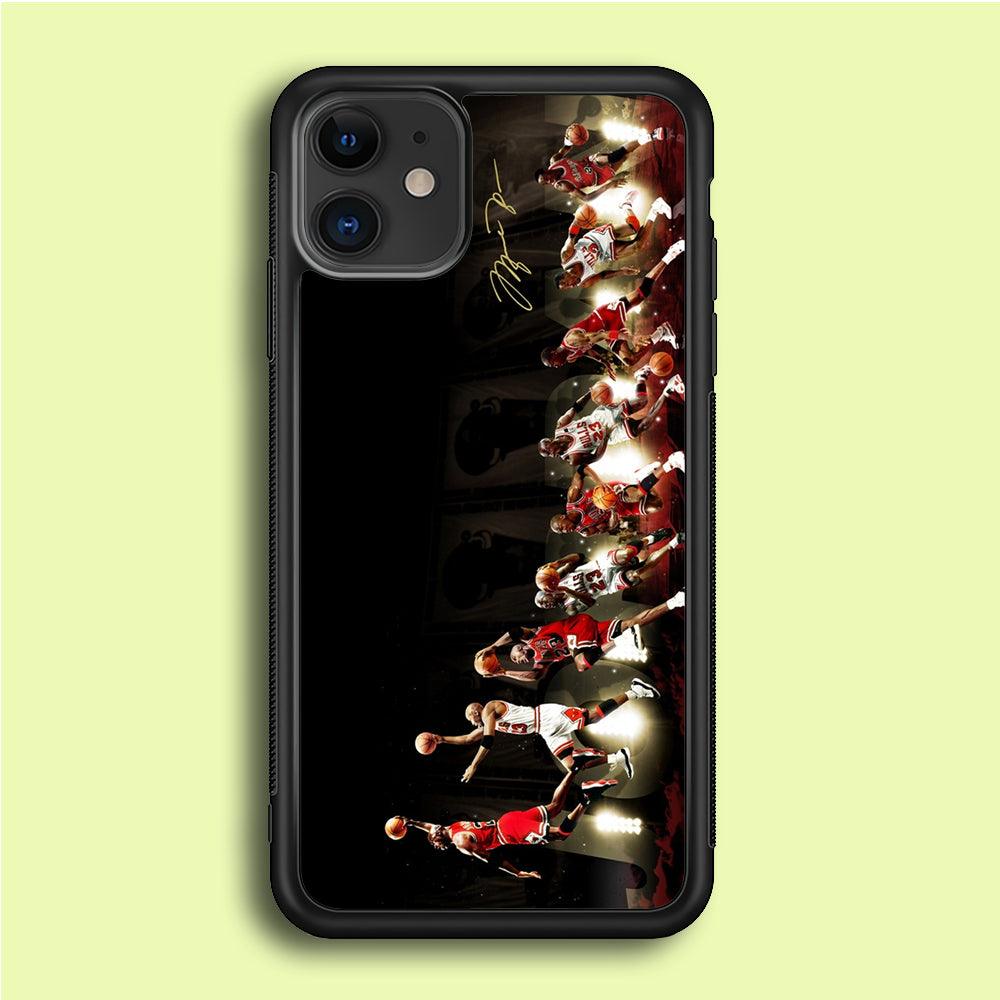 Michael Jordan Slam Dunk iPhone 12 Case-Rubber / Black (2D Case)-Xtracase