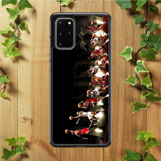 Michael Jordan Slam Dunk Samsung Galaxy S20 Plus Case-Rubber / White (2D Case)-Xtracase