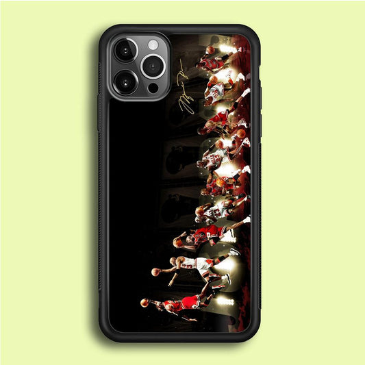 Michael Jordan Slam Dunk iPhone 12 Pro Case-Rubber / Black (2D Case)-Xtracase