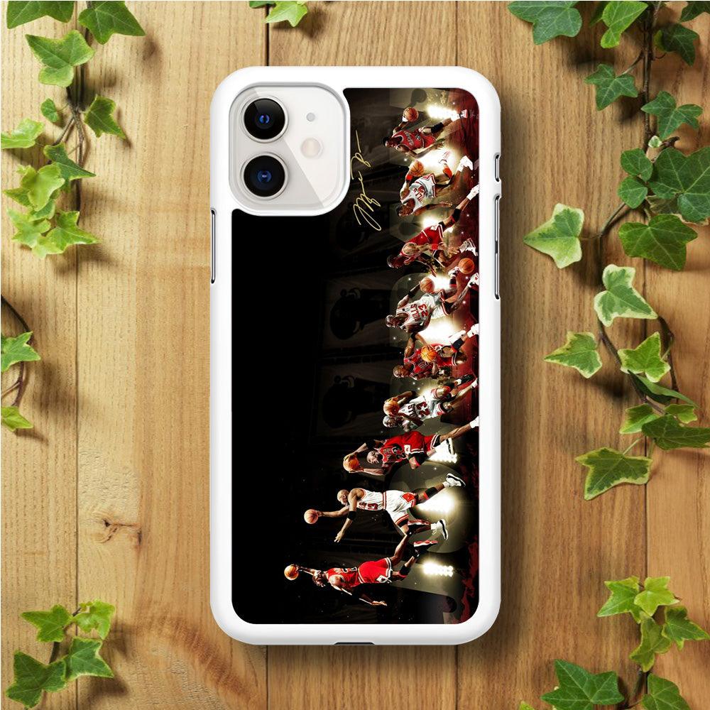 Michael Jordan Slam Dunk iPhone 11 Case-Rubber / White (2D Case)-Xtracase
