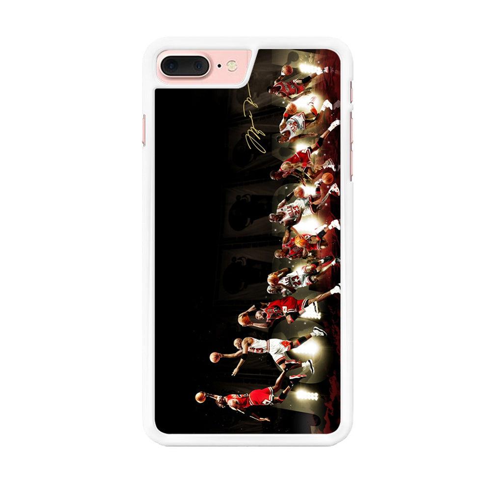 Michael Jordan Slam Dunk iPhone 8 Plus Case-Rubber / White (2D Case)-Xtracase