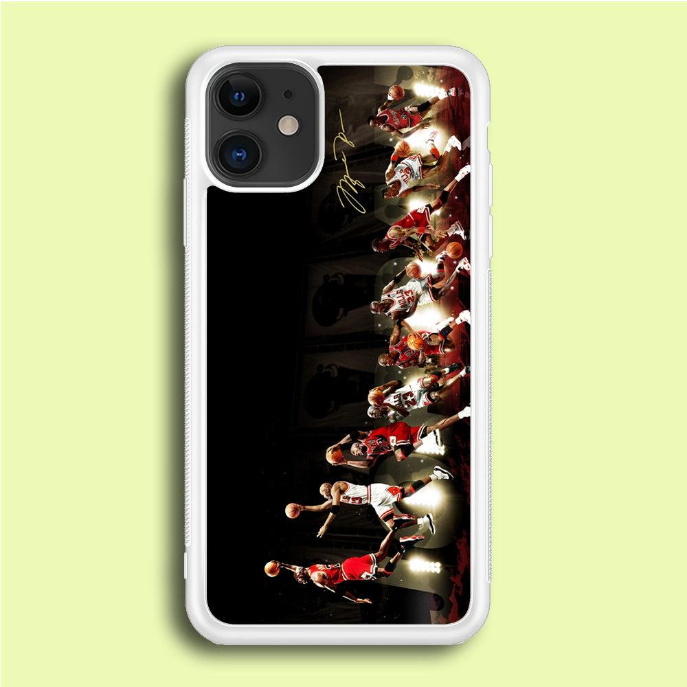 Michael Jordan Slam Dunk iPhone 12 Mini Case-Rubber / White (2D Case)-Xtracase