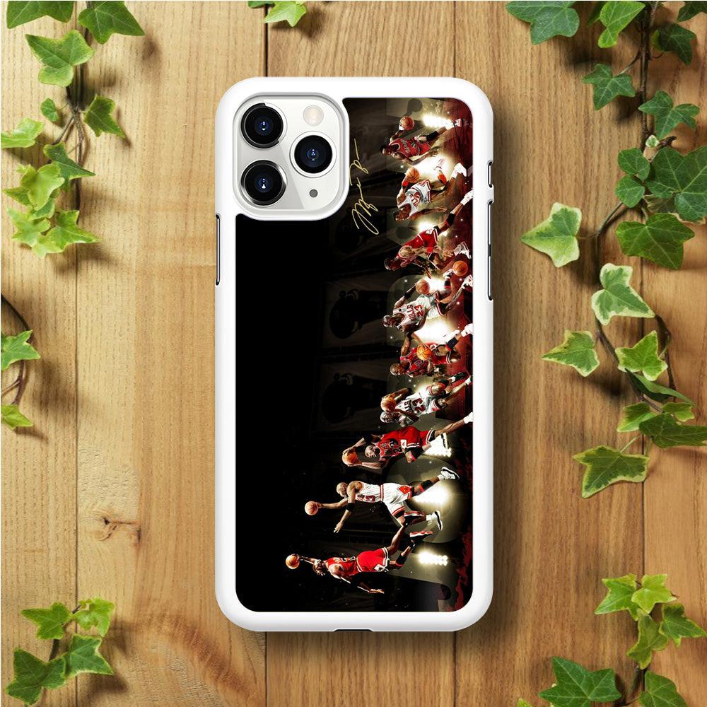 Michael Jordan Slam Dunk iPhone 11 Pro Case-Rubber / White (2D Case)-Xtracase