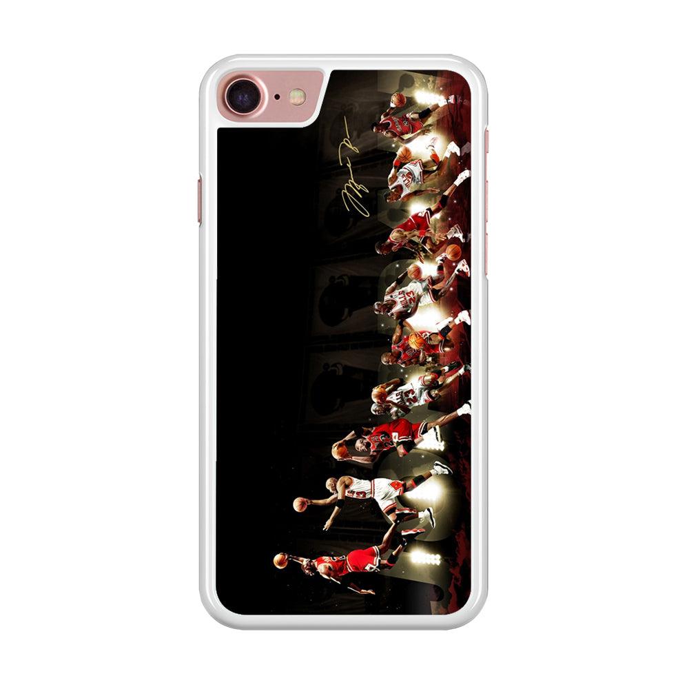 Michael Jordan Slam Dunk iPhone 8 Case-Rubber / White (2D Case)-Xtracase