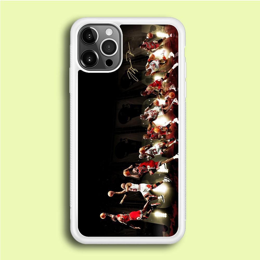 Michael Jordan Slam Dunk iPhone 12 Pro Max Case-Rubber / White (2D Case)-Xtracase