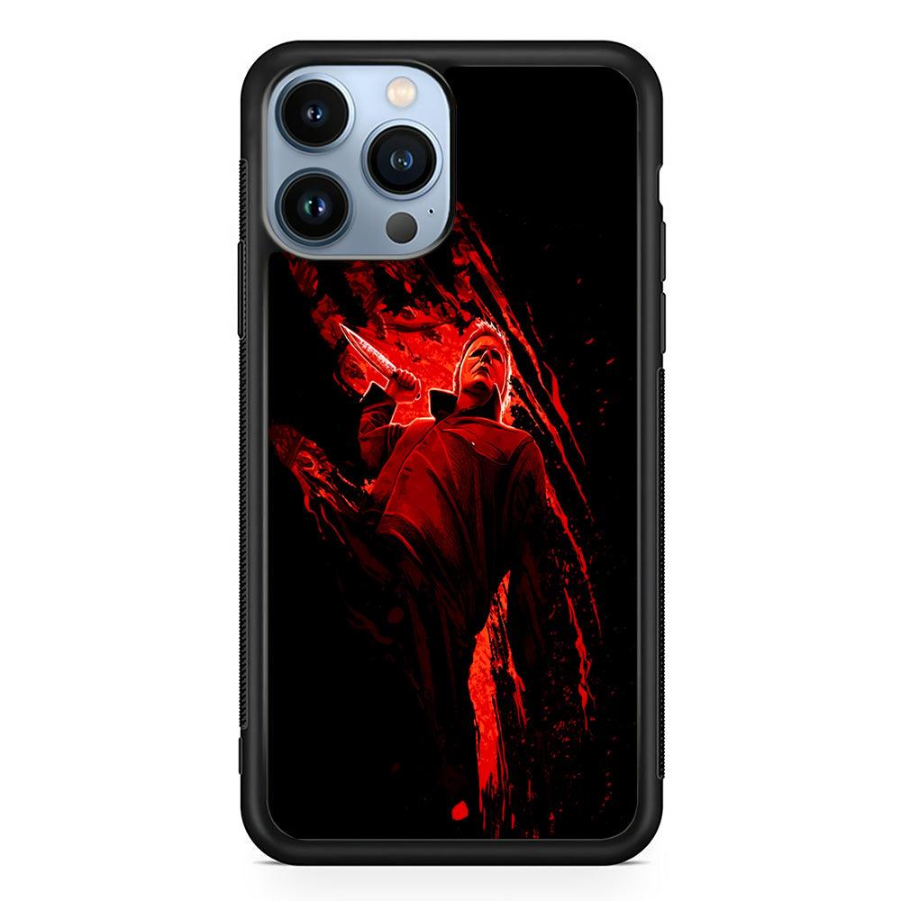 Michael Myers Blood Palm iPhone 13 Pro Max Case-Rubber / White (2D Case)-Xtracase