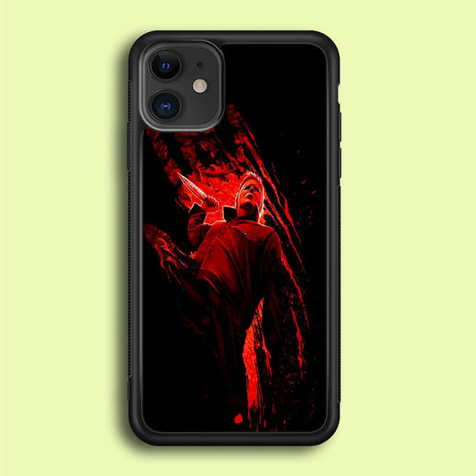 Michael Myers Blood Palm iPhone 12 Case-Rubber / Black (2D Case)-Xtracase