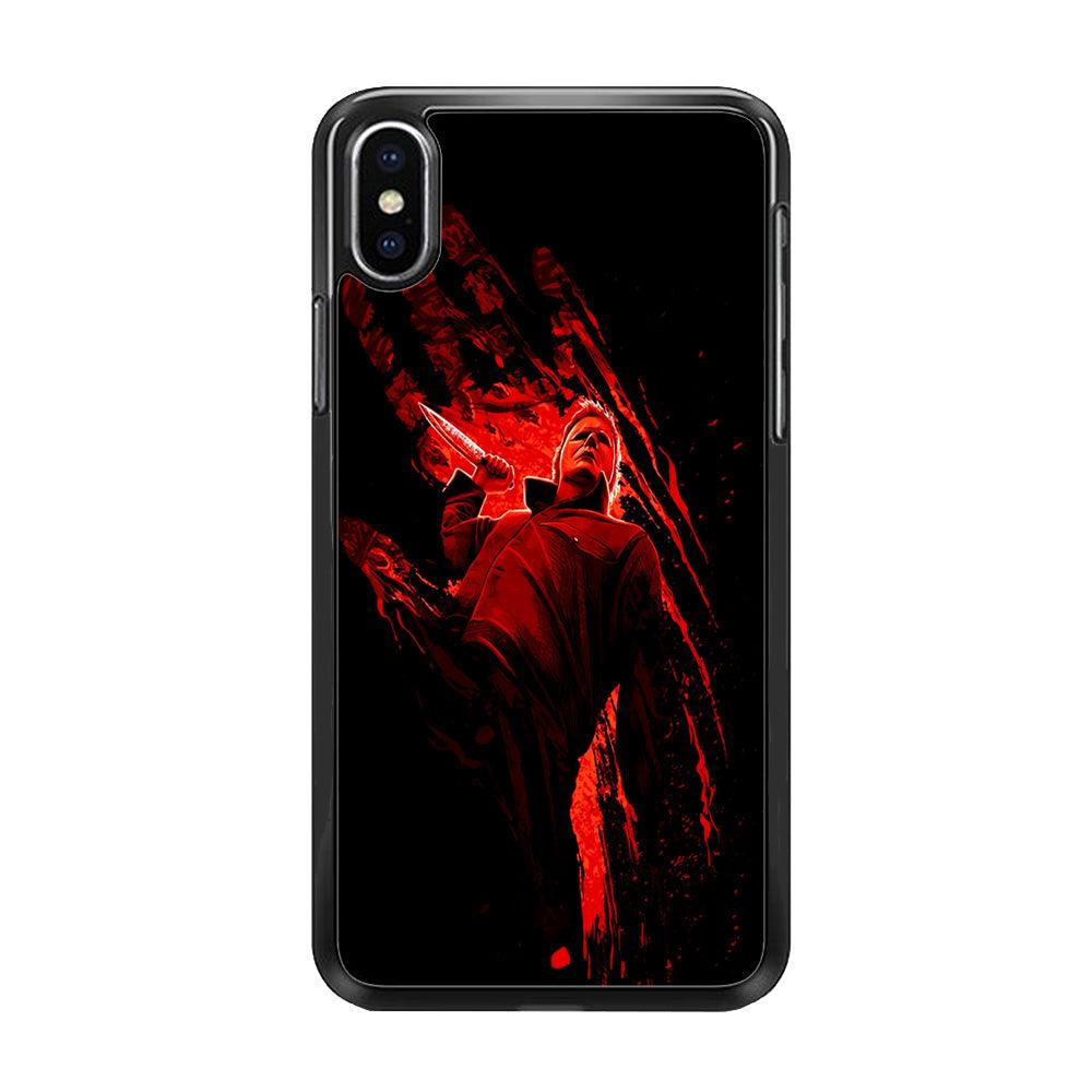 Michael Myers Blood Palm iPhone Xs Case-Rubber / Black (2D Case)-Xtracase