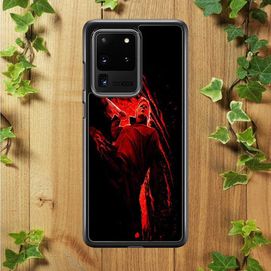 Michael Myers Blood Palm Samsung Galaxy S20 Ultra Case-Rubber / Black (2D Case)-Xtracase