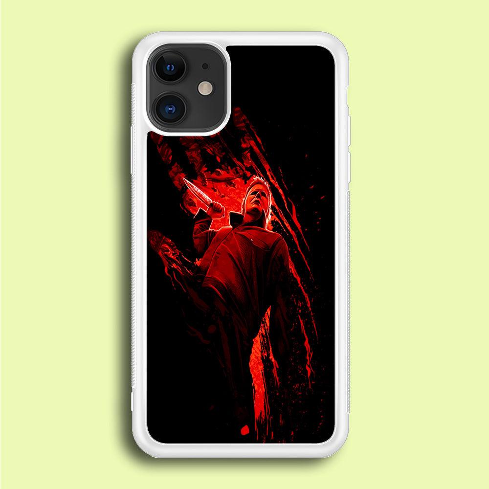Michael Myers Blood Palm iPhone 12 Case-Rubber / White (2D Case)-Xtracase