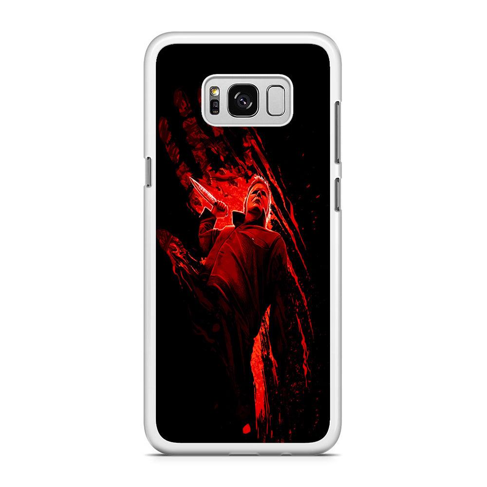 Michael Myers Blood Palm Samsung Galaxy S8 Case-Rubber / White (2D Case)-Xtracase