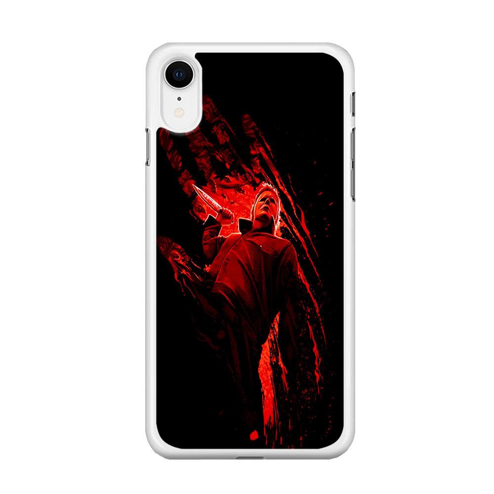 Michael Myers Blood Palm iPhone XR Case-Rubber / White (2D Case)-Xtracase