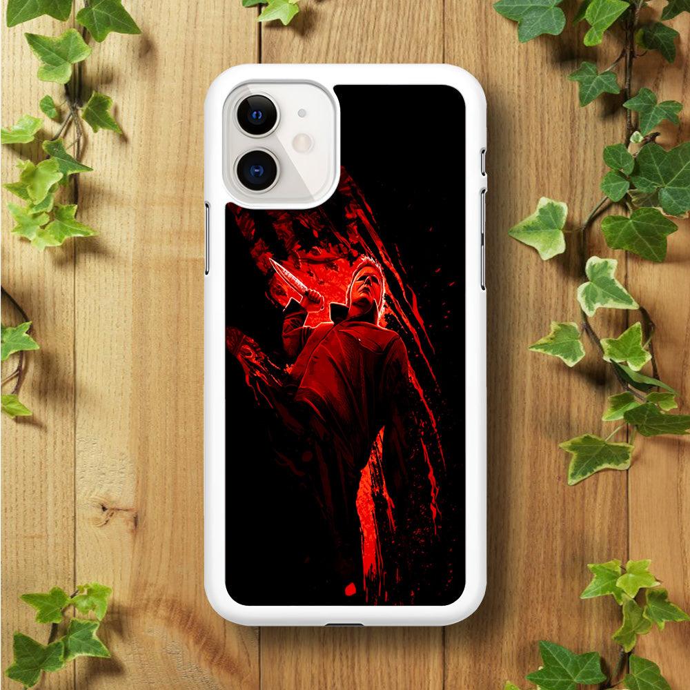 Michael Myers Blood Palm iPhone 11 Case-Rubber / White (2D Case)-Xtracase