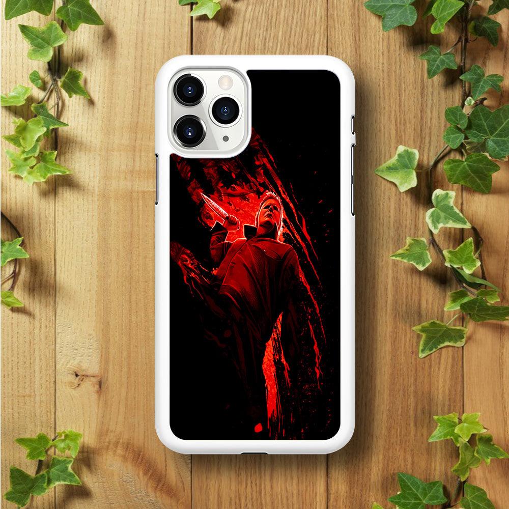 Michael Myers Blood Palm iPhone 11 Pro Max Case-Rubber / White (2D Case)-Xtracase