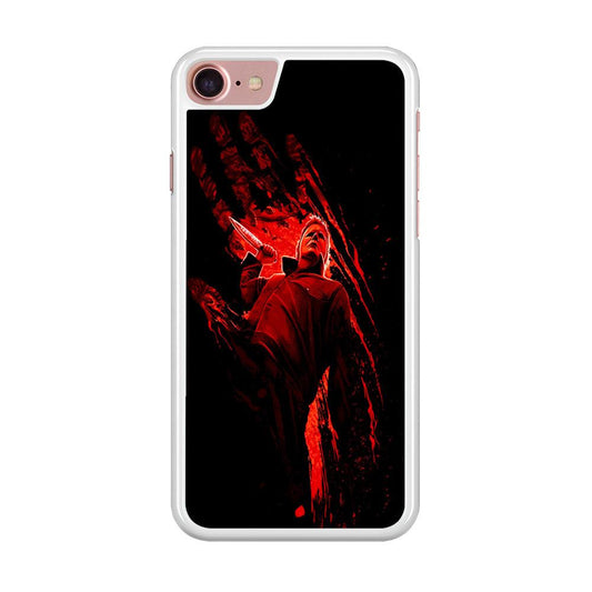 Michael Myers Blood Palm iPhone SE 2020 Case-Rubber / White (2D Case)-Xtracase