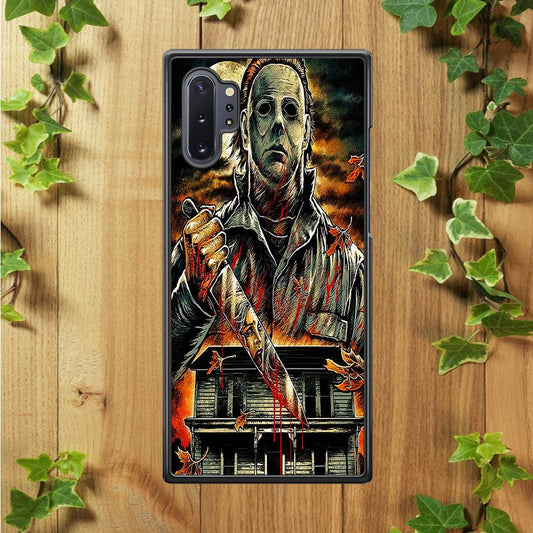 Michael Myers House Samsung Galaxy Note 10 Plus Case-Rubber / Black (2D Case)-Xtracase