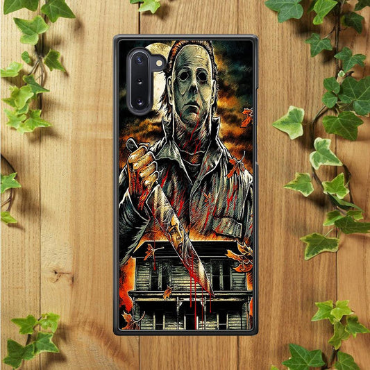 Michael Myers House Samsung Galaxy Note 10 Case-Rubber / Black (2D Case)-Xtracase