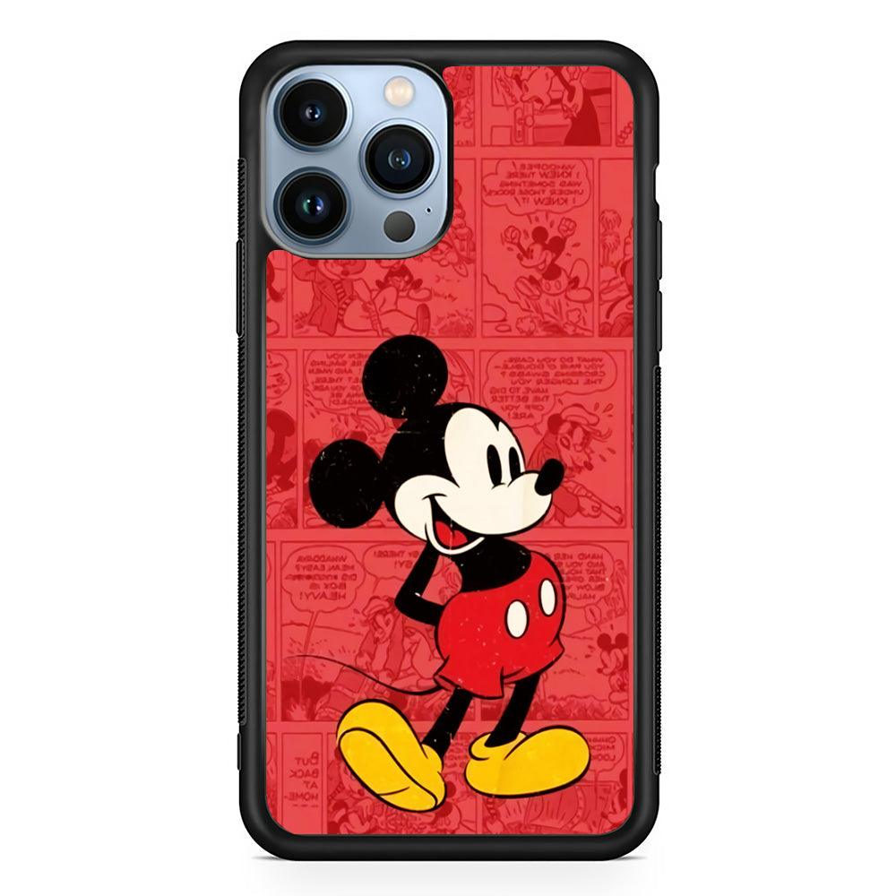 Mickey Mouse Comic iPhone 13 Pro Max Case-Rubber / Black (2D Case)-Xtracase