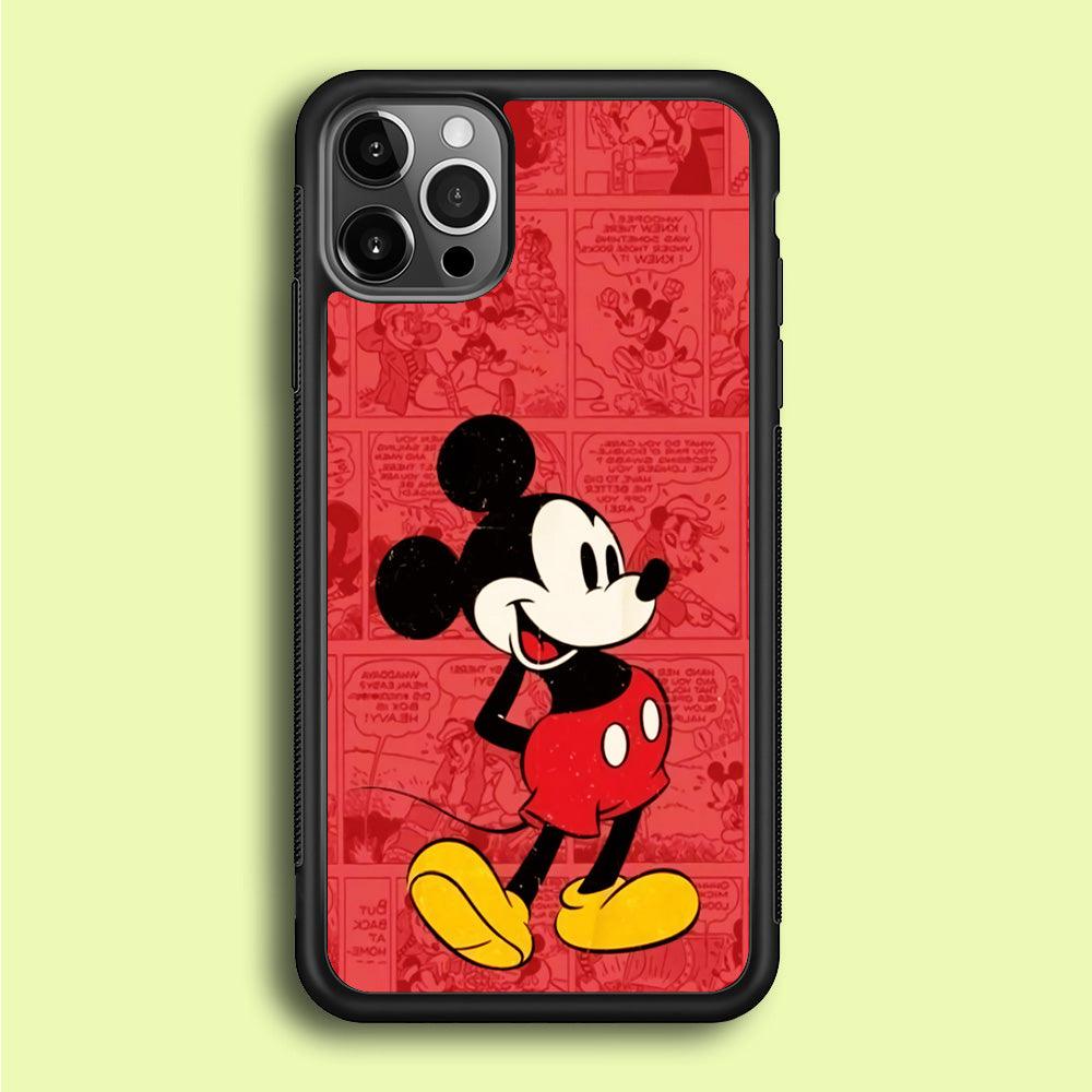 Mickey Mouse Comic iPhone 12 Pro Max Case-Rubber / Black (2D Case)-Xtracase