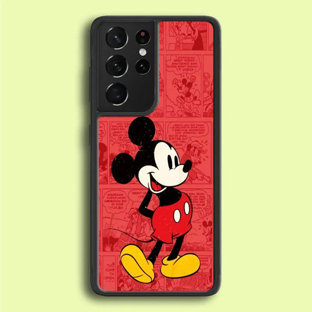 Mickey Mouse Comic Samsung Galaxy S21 Ultra Case-Rubber / Black (2D Case)-Xtracase