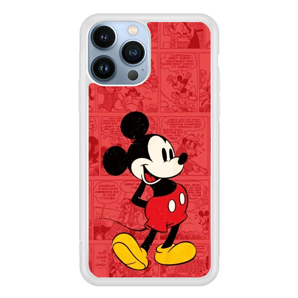 Mickey Mouse Comic iPhone 13 Pro Max Case-Rubber / White (2D Case)-Xtracase