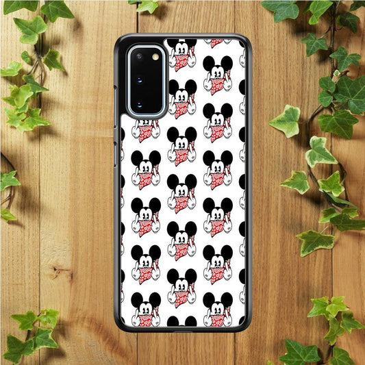 Mickey Mouse Face Doodle Samsung Galaxy S20 Case-Rubber / Black (2D Case)-Xtracase