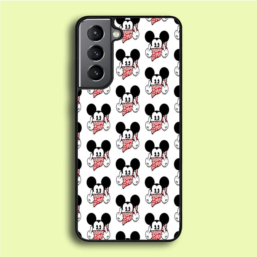 Mickey Mouse Face Doodle Samsung Galaxy S21 Plus Case-Rubber / White (2D Case)-Xtracase