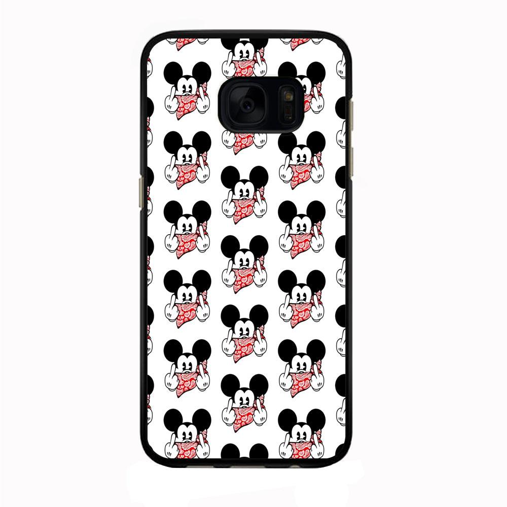 Mickey Mouse Face Doodle Samsung Galaxy S7 Edge Case-Rubber / Black (2D Case)-Xtracase