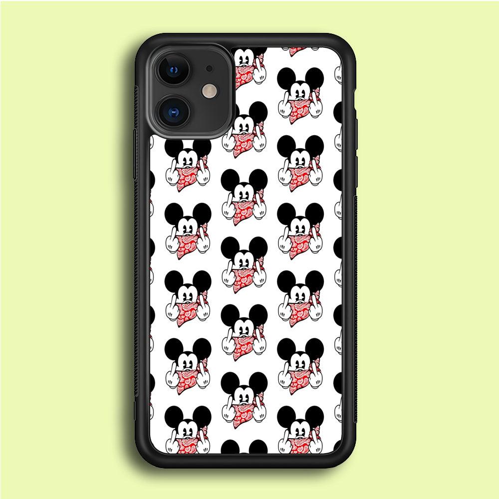 Mickey Mouse Face Doodle iPhone 12 Case-Rubber / Black (2D Case)-Xtracase