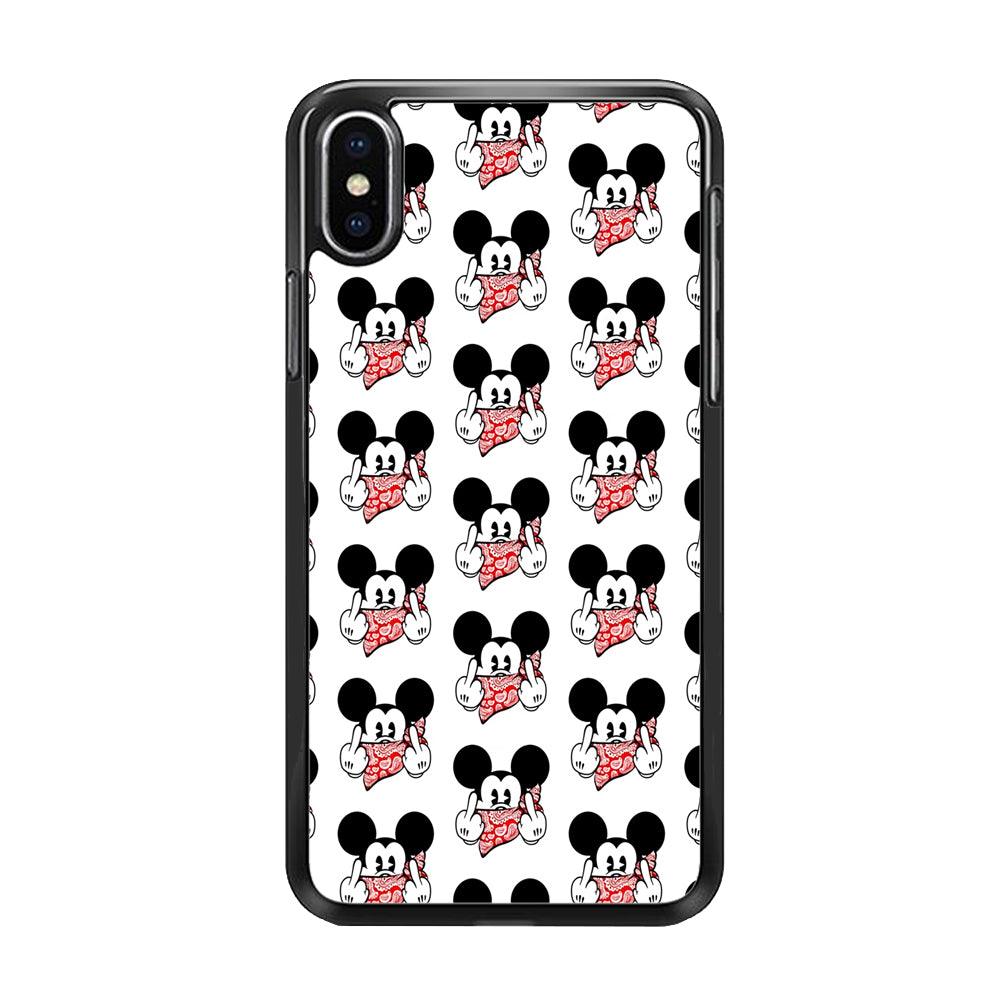 Mickey Mouse Face Doodle iPhone X Case-Rubber / Black (2D Case)-Xtracase