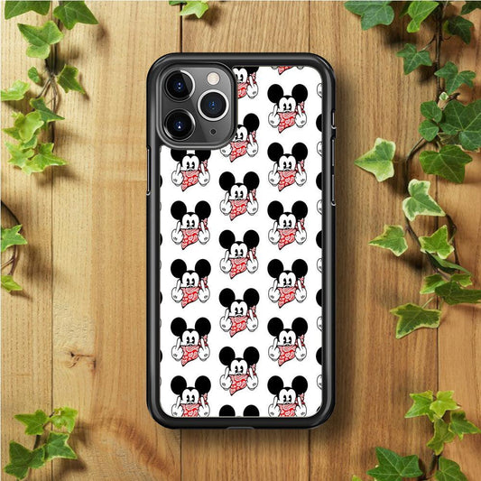 Mickey Mouse Face Doodle iPhone 11 Pro Max Case-Rubber / Black (2D Case)-Xtracase