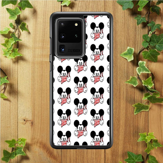 Mickey Mouse Face Doodle Samsung Galaxy S20 Ultra Case-Rubber / White (2D Case)-Xtracase