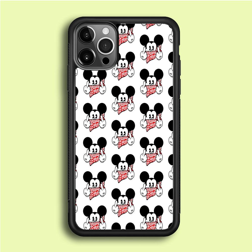 Mickey Mouse Face Doodle iPhone 12 Pro Case-Rubber / Black (2D Case)-Xtracase