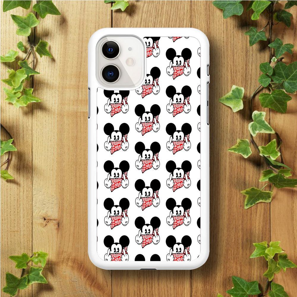 Mickey Mouse Face Doodle iPhone 11 Case-Rubber / White (2D Case)-Xtracase