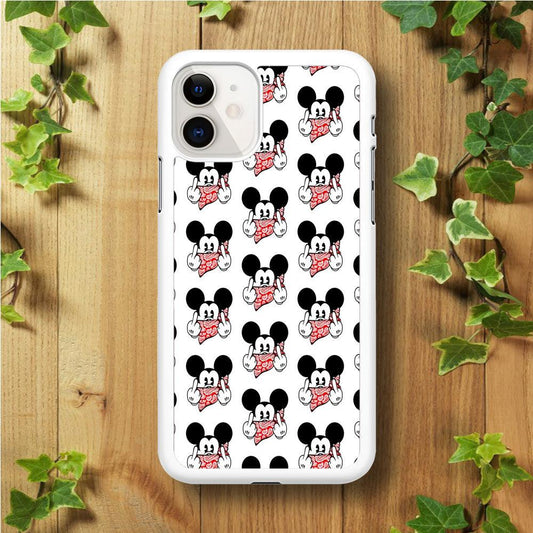 Mickey Mouse Face Doodle iPhone 11 Case-Rubber / White (2D Case)-Xtracase