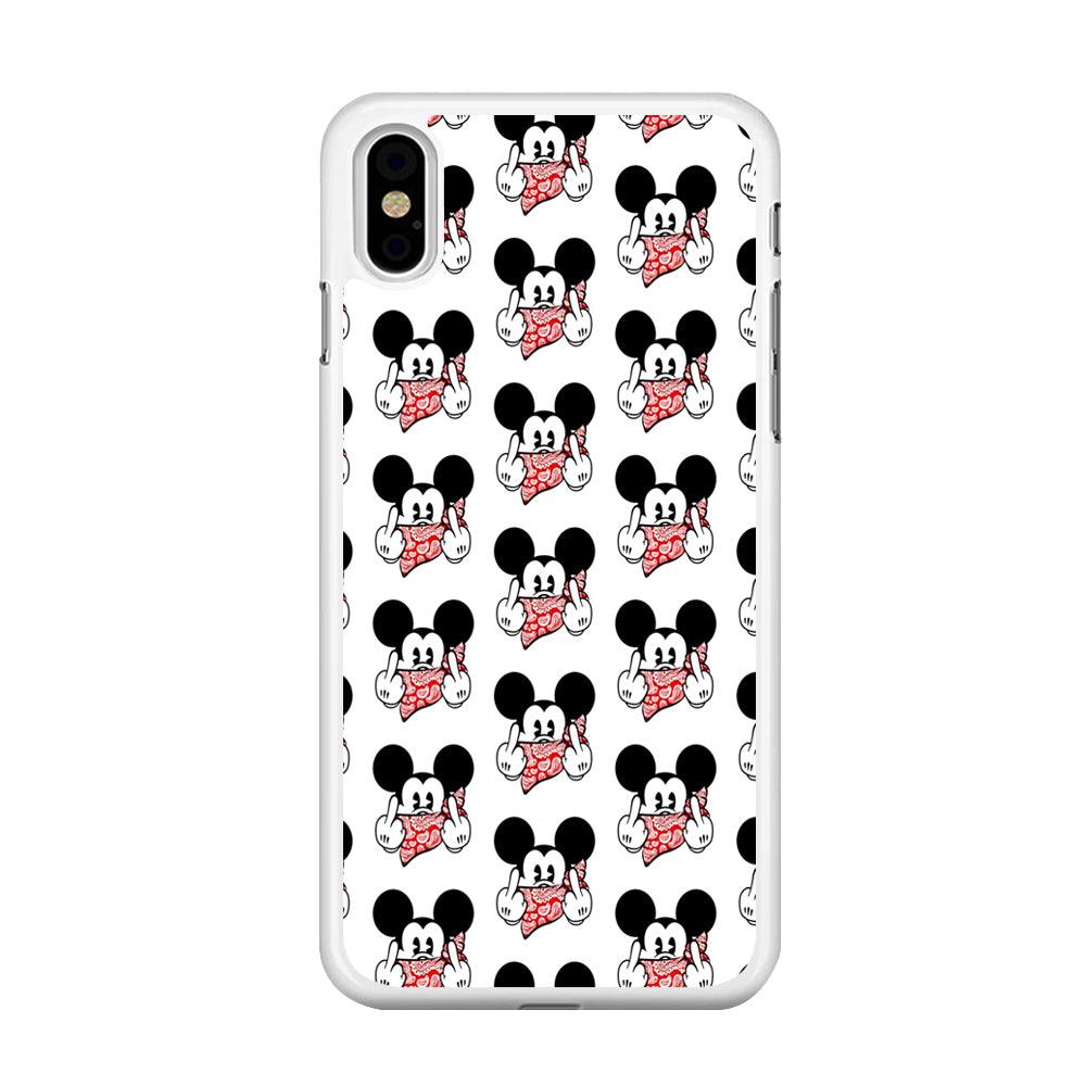 Mickey Mouse Face Doodle iPhone X Case-Rubber / White (2D Case)-Xtracase