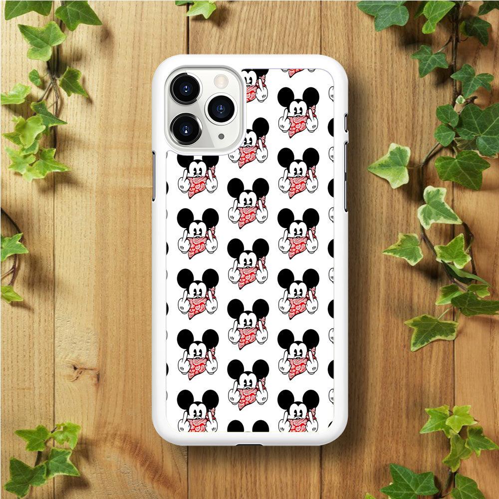 Mickey Mouse Face Doodle iPhone 11 Pro Max Case-Rubber / White (2D Case)-Xtracase