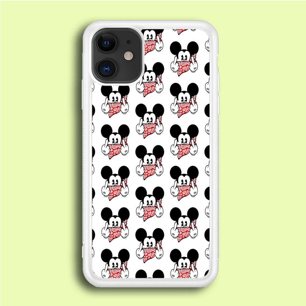 Mickey Mouse Face Doodle iPhone 12 Mini Case-Rubber / White (2D Case)-Xtracase