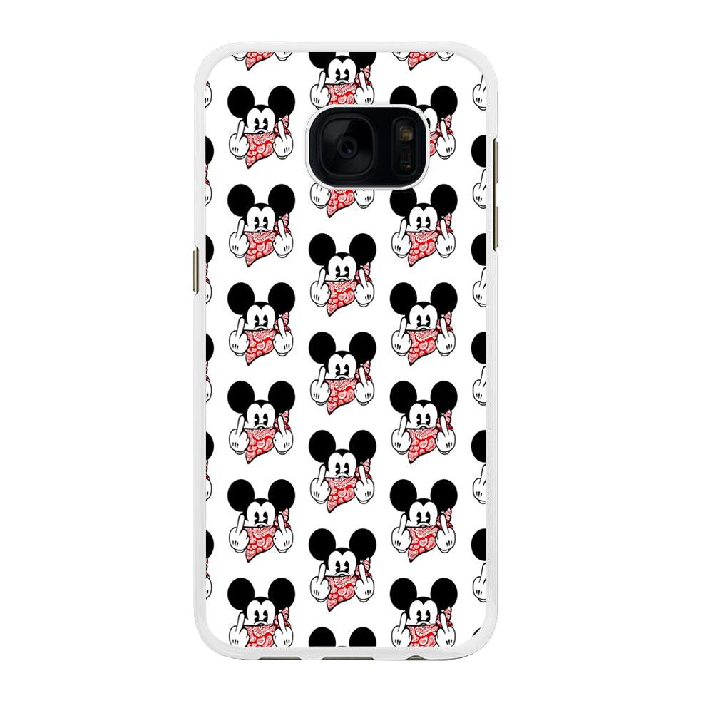 Mickey Mouse Face Doodle Samsung Galaxy S7 Edge Case-Rubber / White (2D Case)-Xtracase