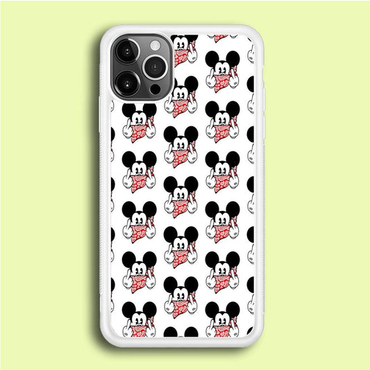 Mickey Mouse Face Doodle iPhone 12 Pro Case-Rubber / White (2D Case)-Xtracase