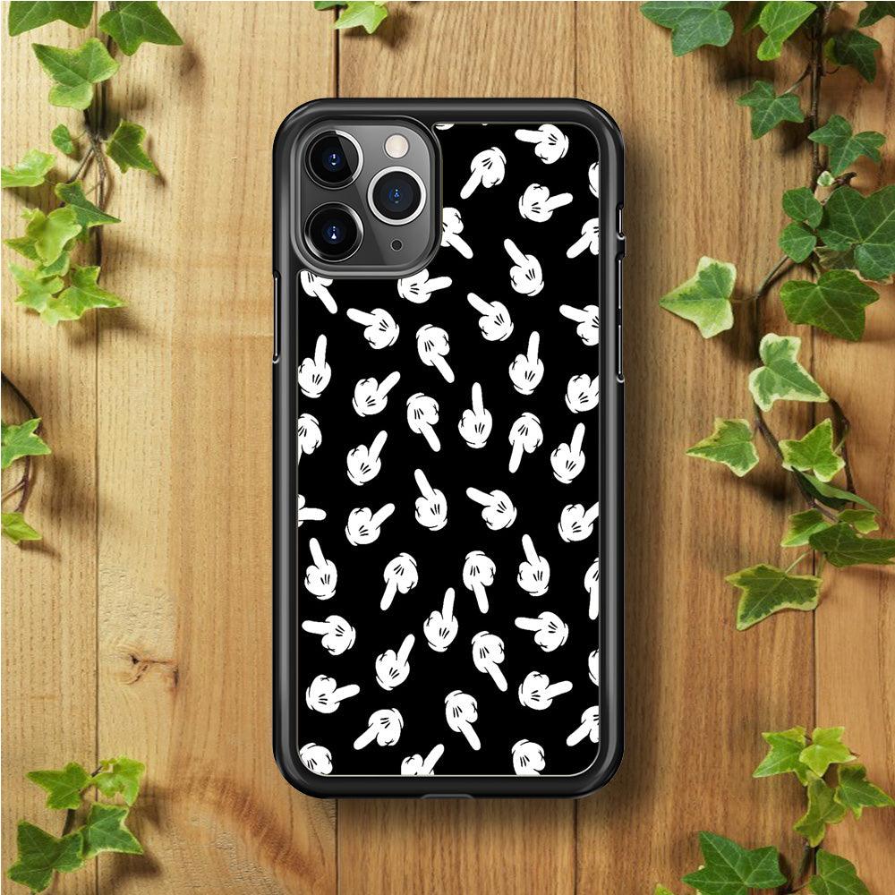Mickey Mouse Hands iPhone 11 Pro Max Case-Rubber / Black (2D Case)-Xtracase