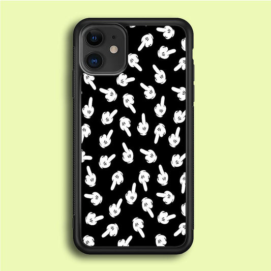 Mickey Mouse Hands iPhone 12 Case-Rubber / Black (2D Case)-Xtracase